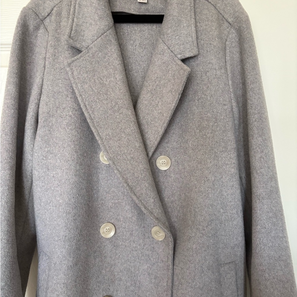 LOFT Women's Gray Double-Breasted Pea Coat